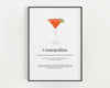 COSMOPOLITAN COCKTAIL PRINT | Kitchen Wall Art | Cocktail Recipe Print | Cocktails | Kitchen Print | Cocktail Art | Kitchen Poster