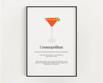 COSMOPOLITAN COCKTAIL PRINT | Kitchen Wall Art | Cocktail Recipe Print | Cocktails | Kitchen Print | Cocktail Art | Kitchen Poster