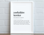 YORKSHIRE TERRIER DEFINITION PRINT